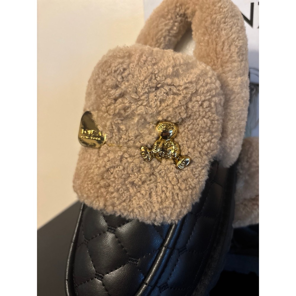 LONZA Black and Tan Quilted Sherpa Loafers - Picture 10 of 10